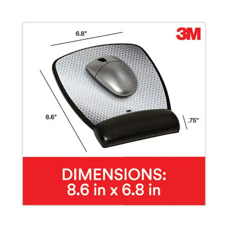 3M 3M Antimicrobial Gel Compact Mouse Pad with Wrist Rest, 8.6 x 6.75, Black - MW309LE