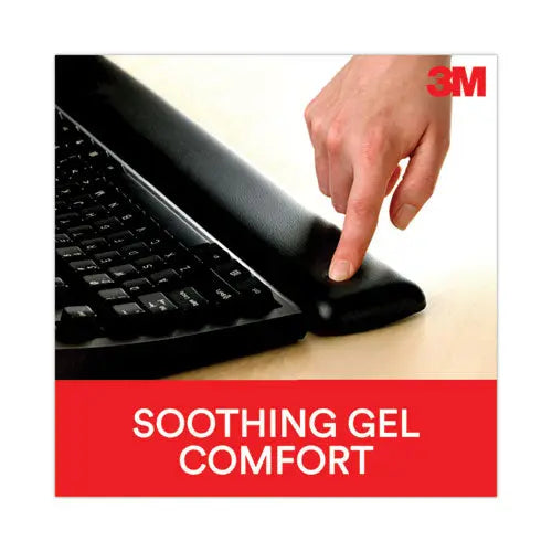 3M 3M Antimicrobial Gel Thin Keyboard Wrist Rest, Extended Length, 25 x 2.5, Black - WR340LE