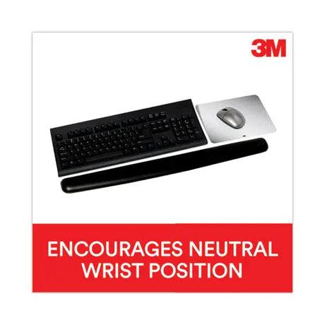 3M 3M Antimicrobial Gel Thin Keyboard Wrist Rest, Extended Length, 25 x 2.5, Black - WR340LE