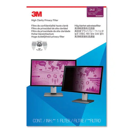3M 3M High Clarity Privacy Filter for 24" Widescreen Flat Panel Monitor, 16:10 Aspect Ratio - HC240W1B