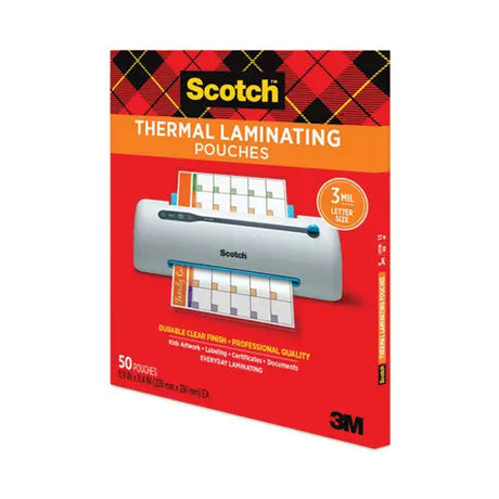 3M 3M Laminating Pouches, 3 mil, 9" x 11.5", Gloss Clear, 50/Pack - TP3854-50