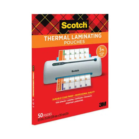 3M 3M Laminating Pouches, 3 mil, 9" x 11.5", Gloss Clear, 50/Pack - TP3854-50