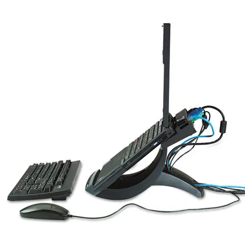 3M 3M Vertical Notebook Computer Riser with Cable Management, 9" x 12" x 6.5" to 9.5", Black/Charcoal G - LX550