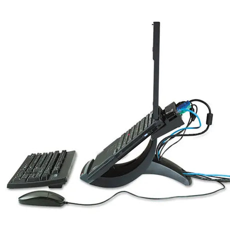 3M 3M Vertical Notebook Computer Riser with Cable Management, 9" x 12" x 6.5" to 9.5", Black/Charcoal G - LX550