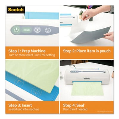 3M Business Machine Supplies Laminating Pouches, 5 mil, 2.25" x 4.25", Gloss Clear, 100/Pack - TP5852-100
