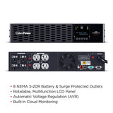 CyberPower Smart App Sinewave uninterruptible power supply (UPS) Line-Interactive 2 kVA 2000 W 8 AC outlet(s) - PR2000RT2UC