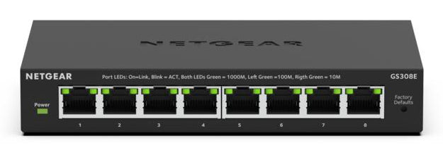 NETGEAR 8-Port Gig Plus Switch Managed L2/L3 Gigabit Ethernet (10/100/1000) Black - GS308E-400NAS