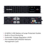 CyberPower Smart App Sinewave uninterruptible power supply (UPS) Line-Interactive 1.5 kVA 1500 W 8 AC outlet(s) - PR1500RT2UCN