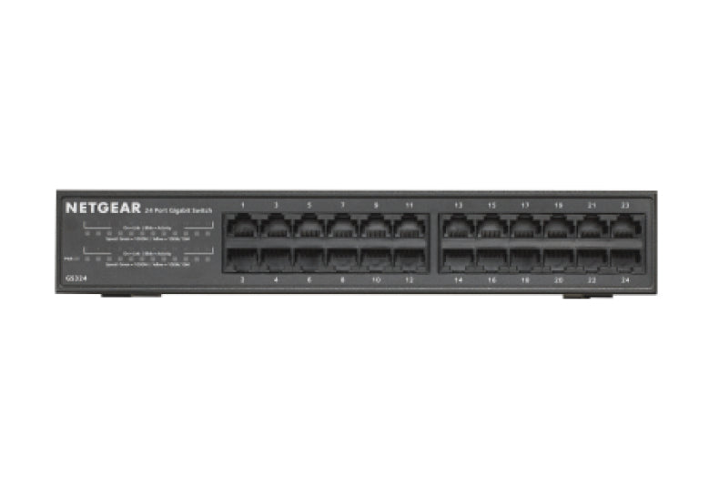 NETGEAR GS324 Unmanaged Gigabit Ethernet (10/100/1000) 1U Black - GS324-200NAS