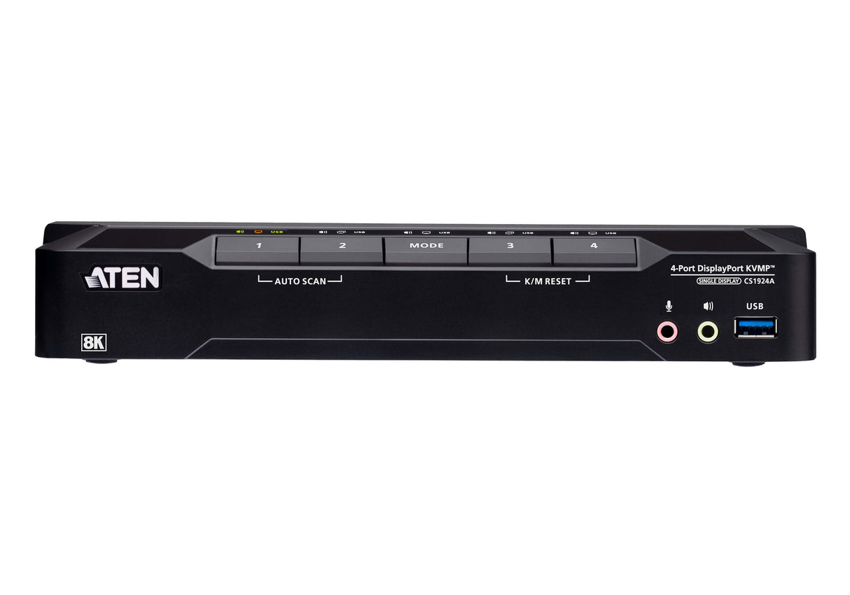 ATEN 4-Port USB 3.0 8K DisplayPort KVMP™ Switch (Cables included) - CS1924A ATEN