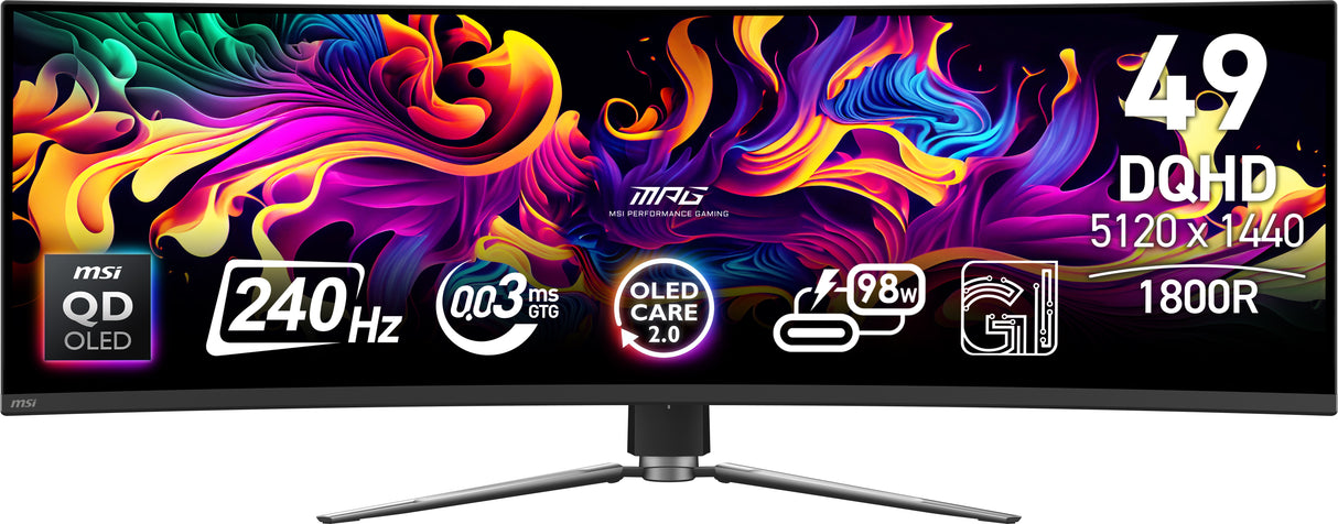 MSI MPG 491CQPX QD-OLED computer monitor 124.5 cm (49") 5120 x 1440 pixels Dual QHD Black - MPG491CQPXQDOLED