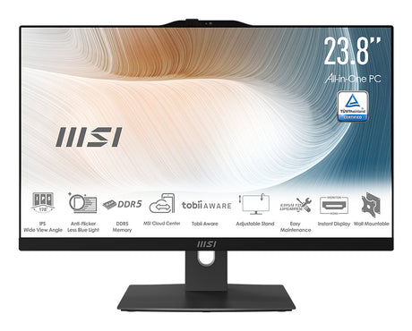 MSI Modern AM242TP 1M-1092US Intel® Core™ i7 150U 60.5 cm (23.8") 1920 x 1080 pixels Touchscreen All-in-One PC 32 GB LPDDR5-SDRAM 1 TB SSD Windows 11 Pro Wi-Fi 6E (802.11ax) Black - MAM242TP1M1092 MSI