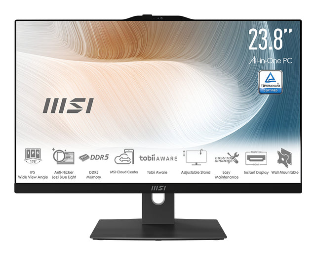 MSI Modern AM242TP 1M-1092US Intel® Core™ i7 150U 60.5 cm (23.8") 1920 x 1080 pixels Touchscreen All-in-One PC 32 GB LPDDR5-SDRAM 1 TB SSD Windows 11 Pro Wi-Fi 6E (802.11ax) Black - MAM242TP1M1092 MSI