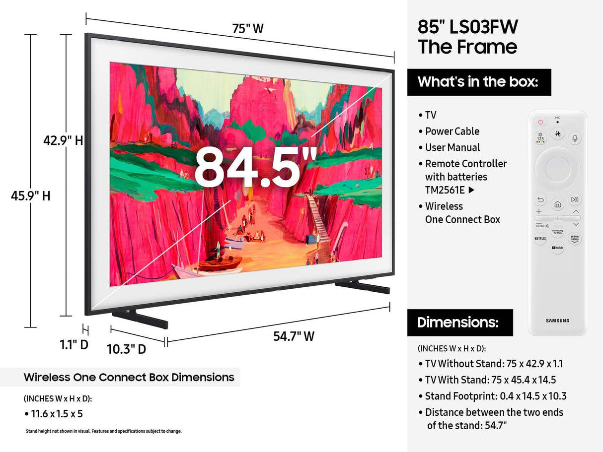 Samsung The Frame Pro QN85LS03FWFXZA TV 2.16 m (85") 4K Ultra HD Smart TV Wi-Fi Black - QN85LS03FWFXZA