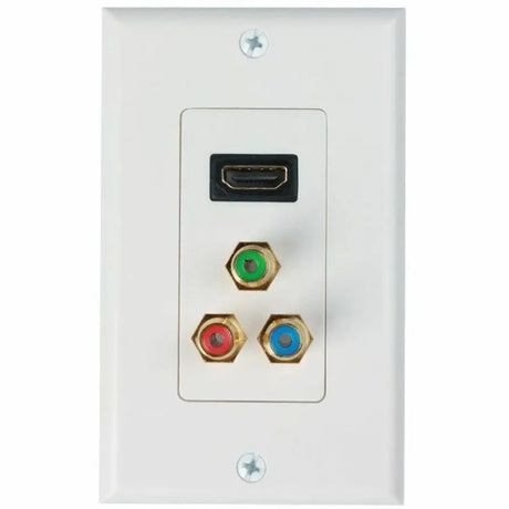 4XEM 4XEM 1 Port Female HDMI and RCA Audio/Video Wall Plate (White) - 1-gang - White - 1 x HDMI Port(s) - 2 x RCA Port(s) - 4XWALLHDMIRCA
