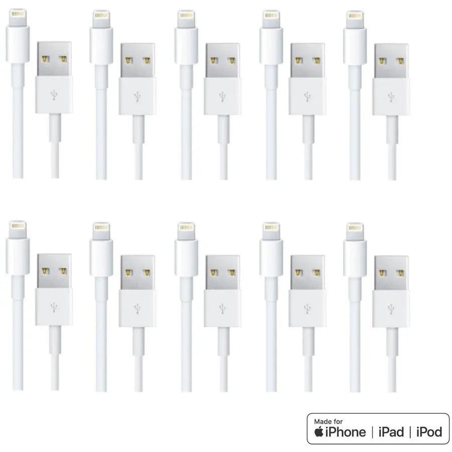 4XEM 4XEM 10 Pack 3Ft 1M charging data and sync Cable For Apple iphone 5 5s 6 6s 6plus 7 7plus - Family pack of Lightning to USB data sync cable forApple iPad, iPhone, iPod 3 ft 1 x Lightning Male Propriet...  - 4XLIGHTNING10PK