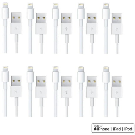 4XEM 4XEM 10 Pack 3Ft 1M charging data and sync Cable For Apple iphone 5 5s 6 6s 6plus 7 7plus - Family pack of Lightning to USB data sync cable forApple iPad, iPhone, iPod 3 ft 1 x Lightning Male Propriet...  - 4XLIGHTNING10PK