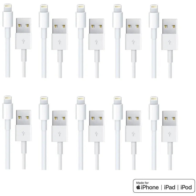 4XEM 4XEM 10 Pack 3Ft 1M charging data and sync Cable For Apple iphone 5 5s 6 6s 6plus 7 7plus - Family pack of Lightning to USB data sync cable forApple iPad, iPhone, iPod 3 ft 1 x Lightning Male Propriet...  - 4XLIGHTNING10PK