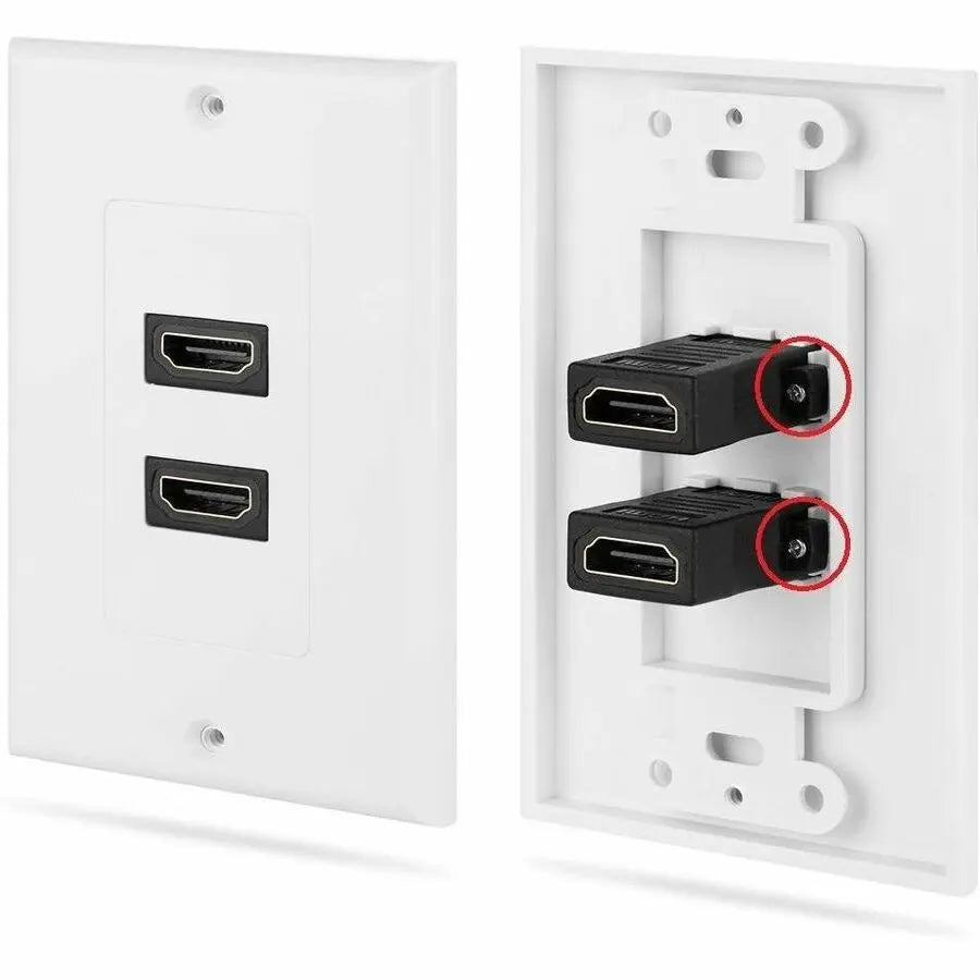 4XEM 4XEM 2 Port/Outlet Female HDMI Wall Plate (White) - 1-gang - White - 2 x HDMI Port(s) - 4XWALLHDMI2