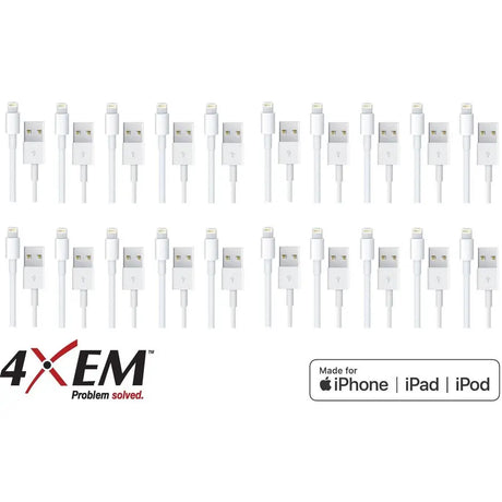 4XEM 4XEM 20 Pack 3ft 1m Lightning Cable Compatible with Apple iPhone/iPad/iPod - 3.28 ft Lightning/USB Data Transfer Cable for iPhone, iPad, iPod, Computer, Power Adapter, Wall Outlet, iPod nano, iPad min...  - 4XLIGHTNING20PK