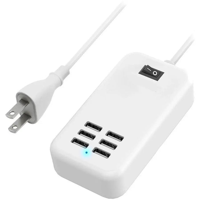 4XEM 4XEM 20W 6-Port USB Power Adapter - 1 Pack - 20 W - 120 V AC, 230 V AC Input - 5 V DC/3 A Output - White - 4XPOWER6USBCBL