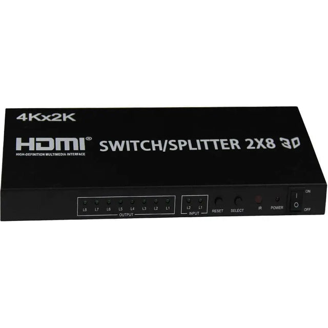 4XEM 4XEM 2x8 Port HDMI video switcher/splitter - 4XEM 2x8 Port high speed HDMI video switcher/splitter fully supporting 1080p, 3D for Blu-Ray, gaming consoles and all other HDMI compatible devices - 4XHDMI2X84K