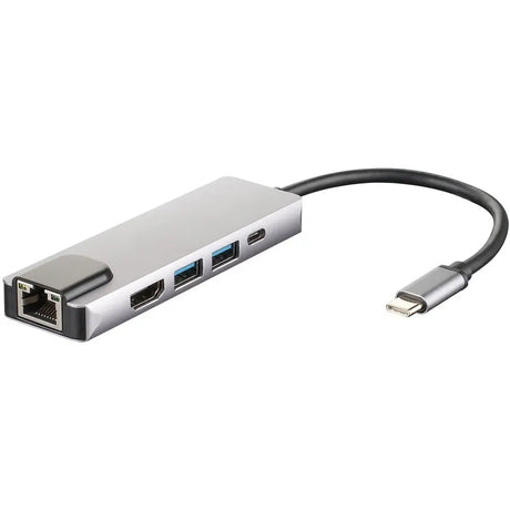 4XEM 4XEM 5-in-1 HDMI, RJ-45, USB 3.0, USB-C Dock - for Notebook/Smartphone/Monitor - 100 W - USB 3.0 Type C - 4K - 3840 x 2160 - 2 x USB 3.0 - 2 x USB Type-A Ports - USB Type-A - 1 x USB Type-C Ports - US...  - 4XUSBCHUB08