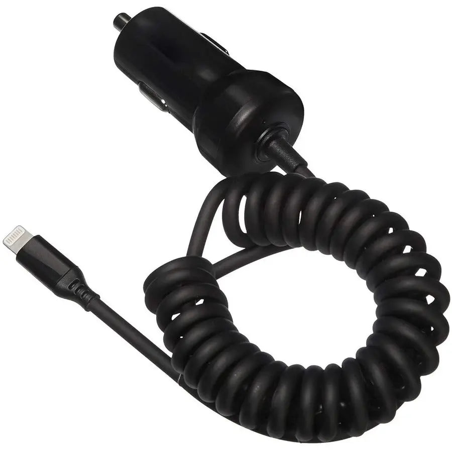 4XEM 4XEM 8 Pin Lightning Car Charger (Black) for iPod/iPhone/iPad - 1 Pack - 10 W - 12 V DC Input - 5 V DC/2.10 A Output - Black - 4X8PINCHRGBK