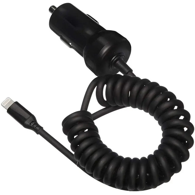 4XEM 4XEM 8 Pin Lightning Car Charger (Black) for iPod/iPhone/iPad - 1 Pack - 10 W - 12 V DC Input - 5 V DC/2.10 A Output - Black - 4X8PINCHRGBK