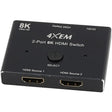 4XEM 4XEM 8K 2-Port HDMI Switch - 1 Pack - 3 x HDMI 2.1 Digital Audio/Video - Female - 1 x Micro USB - Female - 7680 x 4320 Supported - Black
