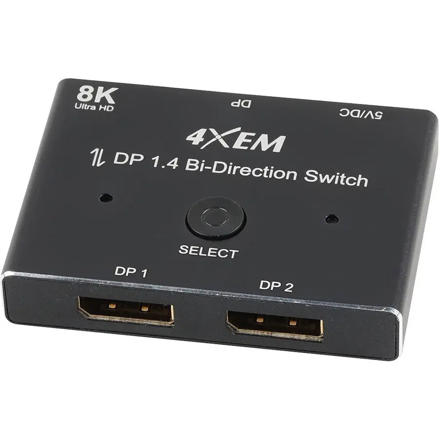 4XEM 4XEM 8K DisplayPort Bi-Directional Switch - 1 Pack - 3 x DisplayPort 1.4 Digital Audio/Video - Female - 1 x Micro USB - Female - 7680 x 4320 Supported - Black