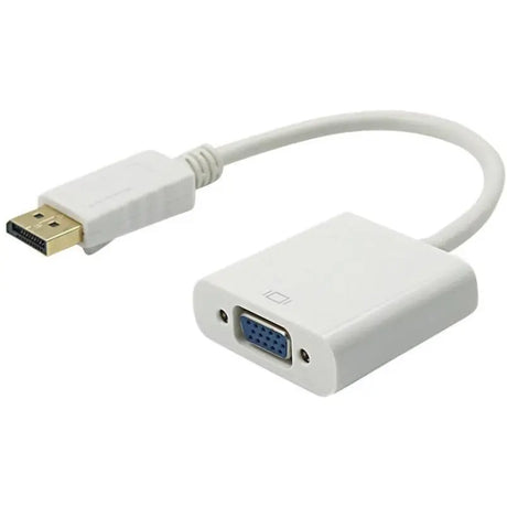 4XEM 4XEM 9in DisplayPort To VGA M/F Adapter Cable - White - DisplayPort/VGA for Video Device, Monitor, Projector - 9in - 1 x DisplayPort Male Digital Audio/Video - 1 x HD-15 Female VGA - White - 4XDPVGAW