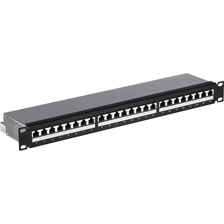 4XEM 4XEM CAT6A 24-Port Patch Panel - 24 Port(s) - 24 x RJ-45 - 1U High - Black - 19" Wide - Rack-mountable