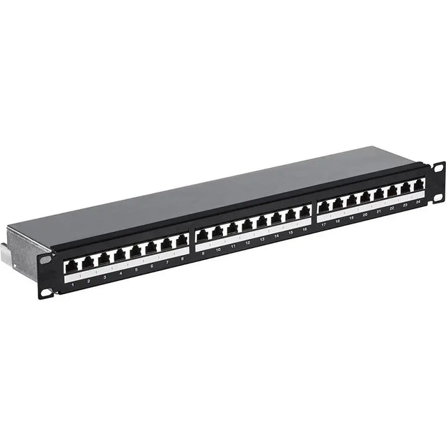 4XEM 4XEM CAT6A 24-Port Patch Panel - 24 Port(s) - 24 x RJ-45 - 1U High - Black - 19" Wide - Rack-mountable