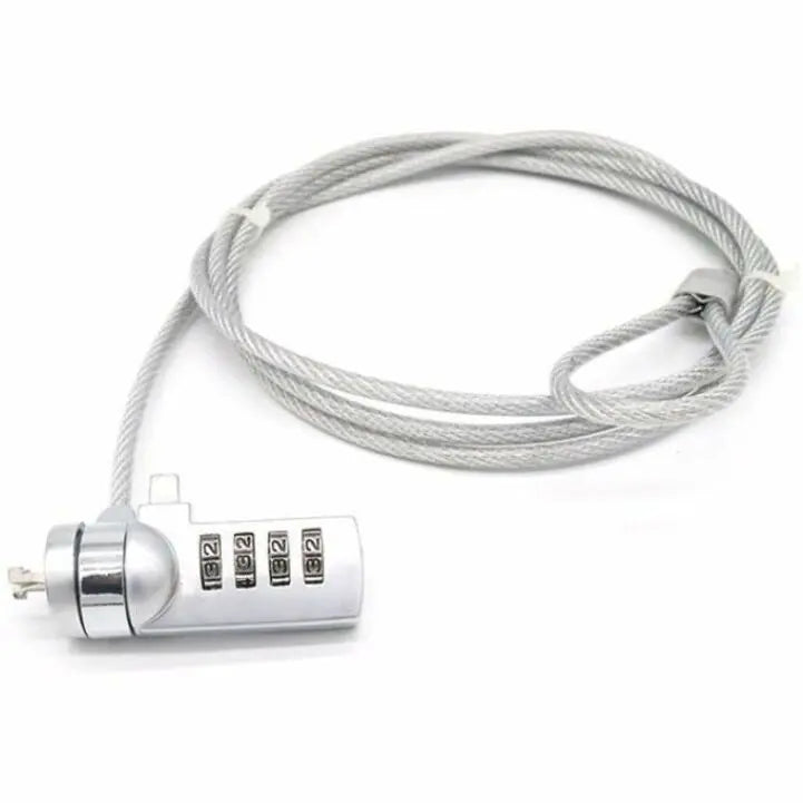 4XEM 4XEM Laptop Combination Lock- 6FT - Resettable - 4-digit - Silver - Vinyl Coated Steel, Steel - 6 ft - For Notebook - 4XLAPLOCK6