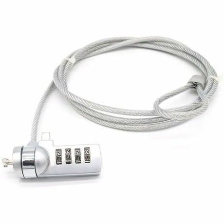 4XEM 4XEM Laptop Combination Lock- 6FT - Resettable - 4-digit - Silver - Vinyl Coated Steel, Steel - 6 ft - For Notebook - 4XLAPLOCK6