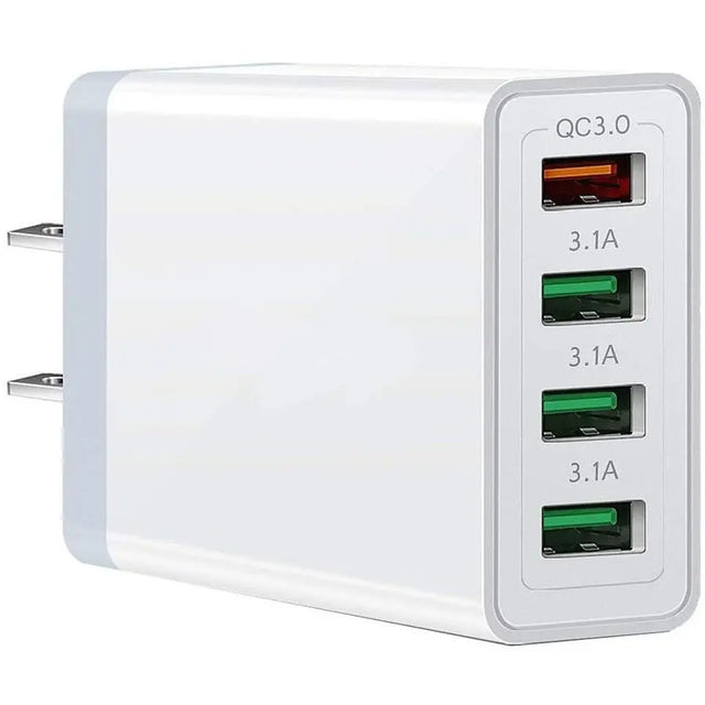 4XEM 4XEM UC04 4-Port Charger Adapter - 1 Pack - 18 W - 120 V AC, 230 V AC Input - 5 V DC/3.10 A, 9 V DC, 12 V DC Output - White - 4XPOWER4USB