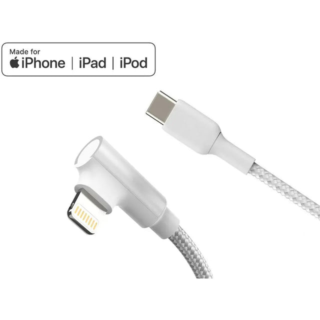 4XEM 4XEM USB-C to Lightning Right Angled 6 FT Charging Cable (White) - 6 ft Lightning/USB-C Data Transfer Cable for Mobile Device - First End: 1 x 8-pin Lightning - Male - Second End: 1 x USB 2.0 Type C -...  - 4XLIGHTNING6RAW