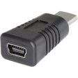 4XEM 4XEM USB Type-C to USB Type-B Mini Adaptor - 1 Pack - 1 x Type C USB 2.0 USB Male - 1 x Type B USB 2.0 Mini USB Female - Black - 4XUSBCMINIUSBA