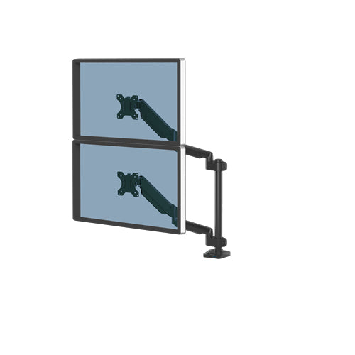 Fellowes Platinum Series Dual Stacking Monitor Arm - Monitor Mount for Two 8KG 27 Inch Screens - Adjustable Dual Monitor Desk Mount - Tilt 45° Pan 180° Swivel 360° Rotation 360°, VESA 75 x 75/100 x 10 - 8043401
