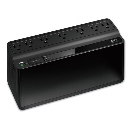 APC Back-UPS 600 VA Battery Backup System, 7 Outlets, 120 VA, 490 J - BE600M1
