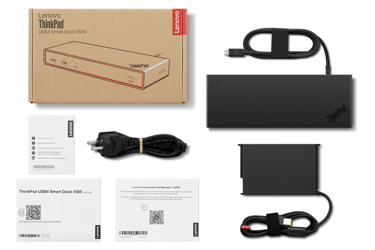 Lenovo ThinkPad USB4 Smart Dock 5500 with 135W Adapter Wired Black - 40BC0135US