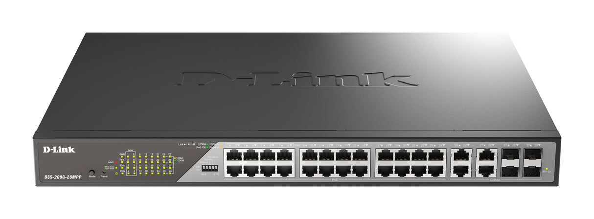 D-Link DSS-200G-28MPP network switch Managed L2 Gigabit Ethernet (10/100/1000) Power over Ethernet (PoE) 1U Grey - DSS-200G-28MPP D-LINK
