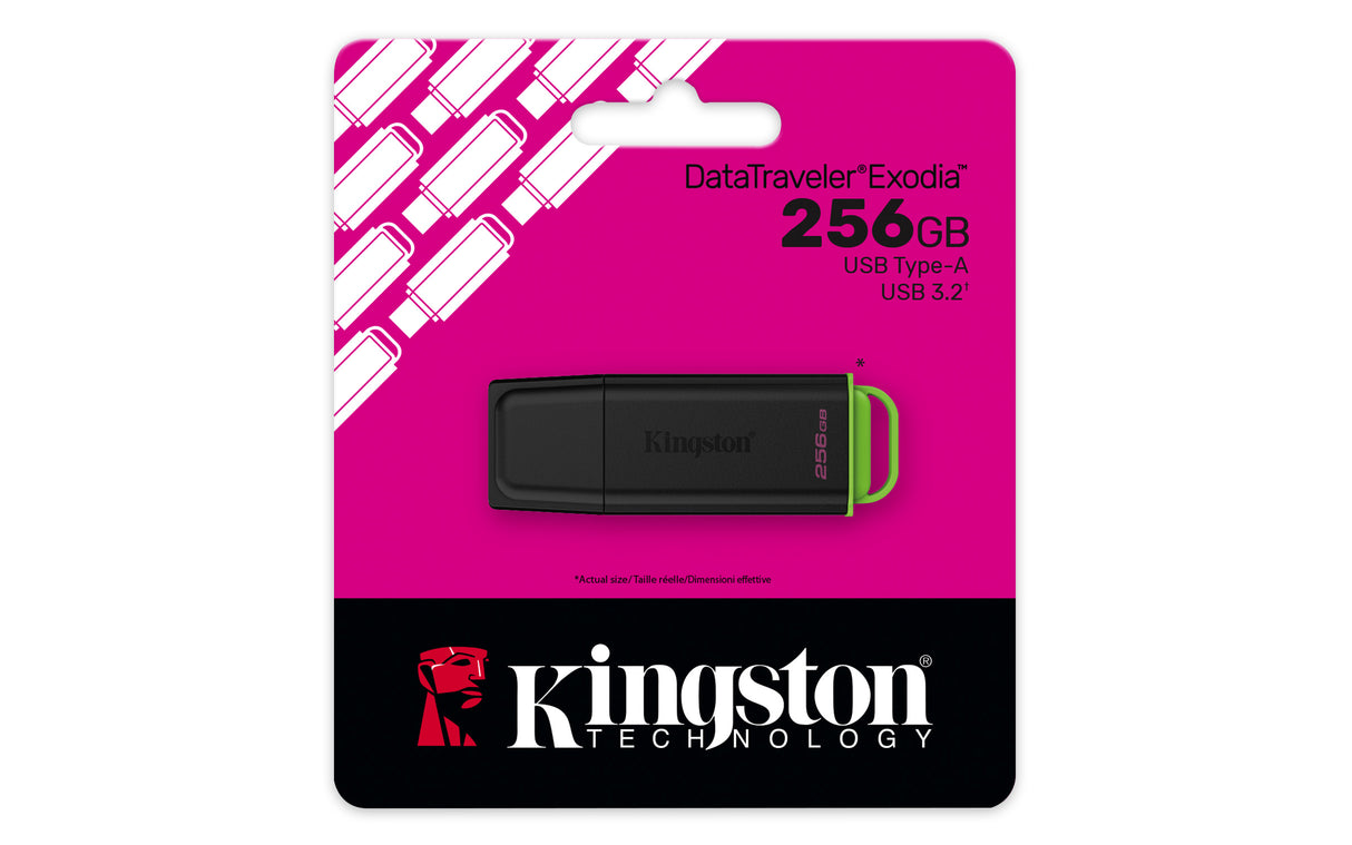 Kingston Technology DataTraveler 256GB Portable USB 3.2 Gen 1 Exodia Black/Green - DTXG2/256GB