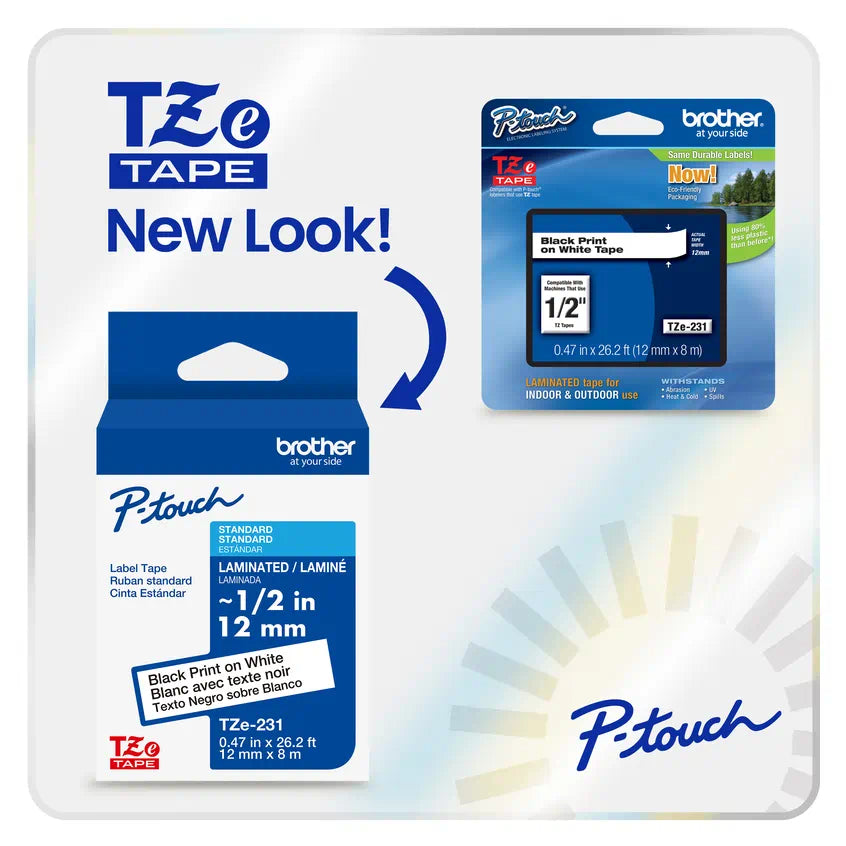 Brother TZE345G label-making tape White on black TZe - TZE345G