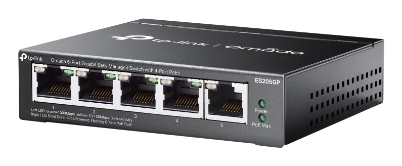 TP-Link Omada 5-Port Gigabit Easy Managed Switch with 4-Port PoE+ - ES205GP