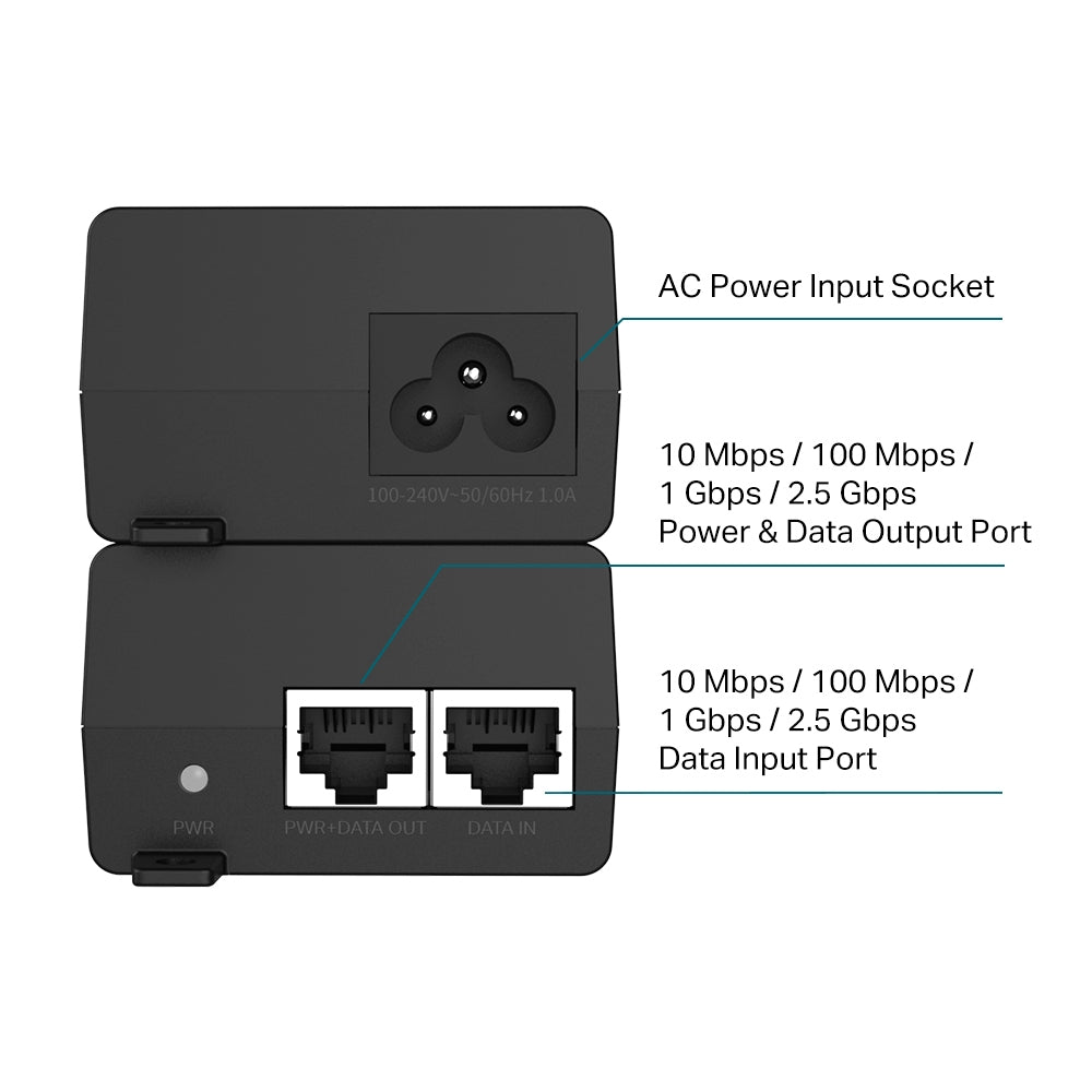 TP-Link Omada 2.5G PoE+ Injector Adapter - POE260S