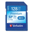 VERBATIM 128GB Premium SDXC Memory Card, UHS-I V10 U1 Class 10, Up to 90MB/s Read Speed - 44025 VERBATIM