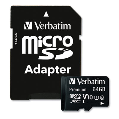 64GB Premium microSDXC Memory Card with Adapter, UHS-I V10 U1 Class 10, Up to 90MB/s Read Speed - 44084
