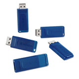 VERBATIM Classic USB 2.0 Flash Drive, 8 GB, Blue, 5/Pack - 99121